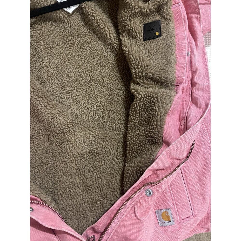 VTG Carhartt Pink Hooded Sherpa Lined Jacket XL - Picture 6 of 7